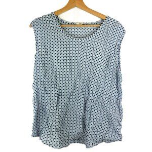 Joie Silk Sleeveless Blue Floral Print Blouse L